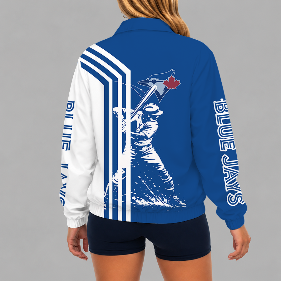 [HOMERUN DEAL] NEW CUSTOMIZED MLB12 TBJ TORONTO BLUE JAYS V-NECK ZIPPER SWEATSHIRT JACKET