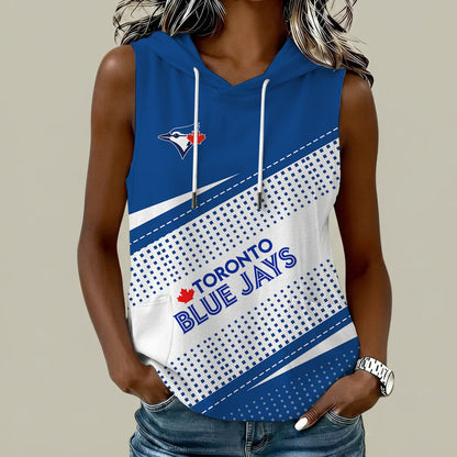 [HOMERUN DEAL] NEW CUSTOMIZED MLB12 TBJ TORONTO BLUE JAYS WOMEN'S SLEEVELESS HOODED POCKET TANK TOP