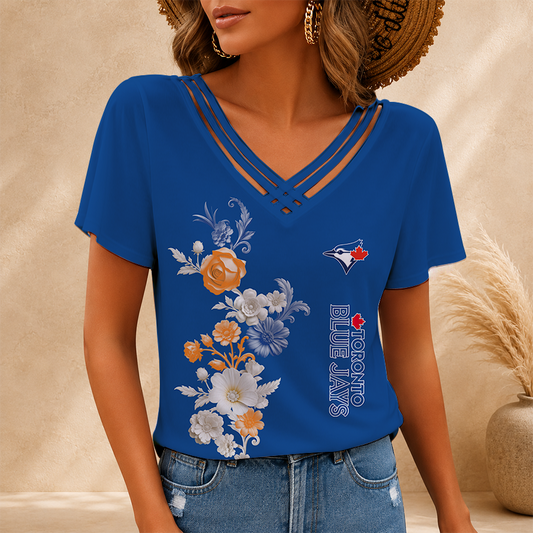 [HOMERUN DEAL] NEW CUSTOMIZED MLB12 TBJ TORONTO BLUE JAYS V-NECK SHIRT