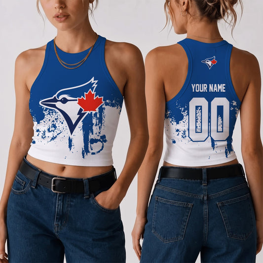 [HOMERUN DEAL] NEW CUSTOMIZED MLB12 TBJ THE BLUE JAYS WOMEN'S CROP TOP