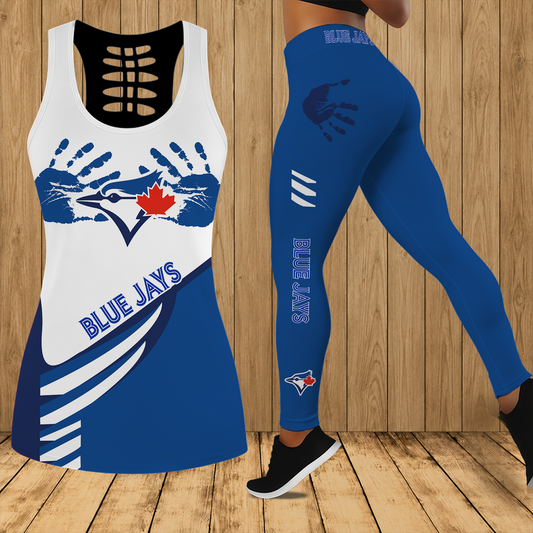 [HOMERUN DEAL] NEW CUSTOMIZED MLB12 TBJ TORONTO BLUE JAYS HOLLOW TANK TOP & LEGGINGS SET