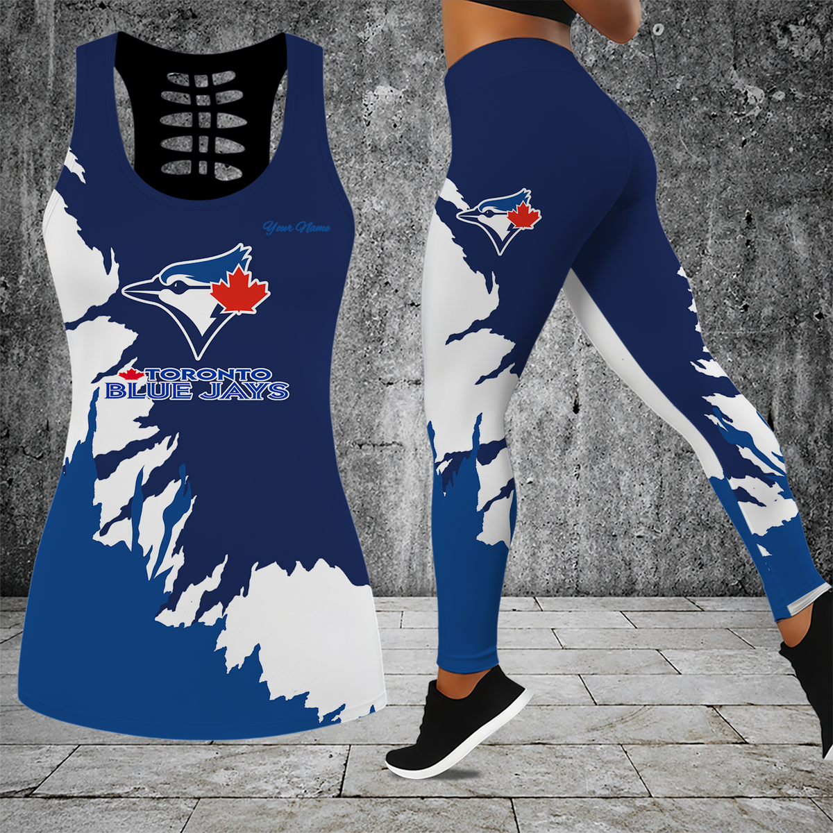 [HOMERUN DEAL] NEW CUSTOMIZED MLB12 TBJ TORONTO BLUE JAYS HOLLOW TANK TOP & LEGGINGS SET