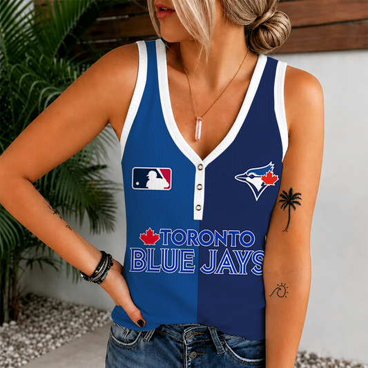[HOMERUN DEAL] NEW CUSTOMIZED MLB12 TBJ TORONTO BLUE JAYS WOMEN'S V-NECK TANK TOP
