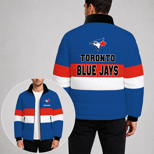 [HOMERUN DEAL] NEW CUSTOMIZED MLB 12 THE BLUE JAYS PUFFER JACKET
