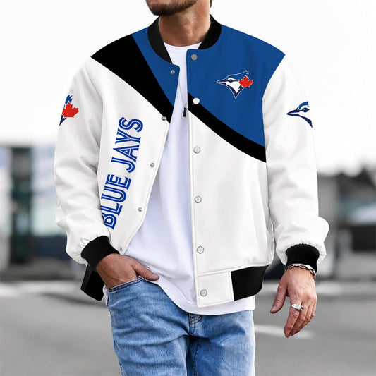 [HOMERUN DEAL] NEW CUSTOMIZED MLB12 TBJ TORONTO BLUE JAYS SATIN VARSITY & BASEBALL JACKET