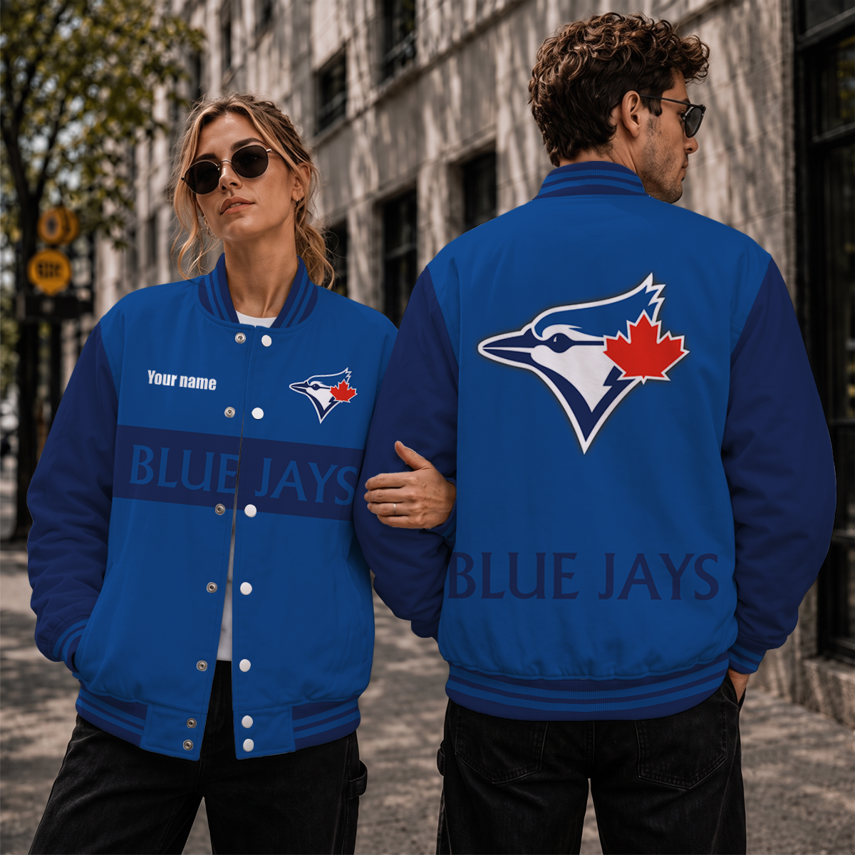 [HOMERUN DEAL] NEW CUSTOMIZED MLB12 TBJ TORONTO BLUE JAYS SATIN VARSITY & BASEBALL JACKET