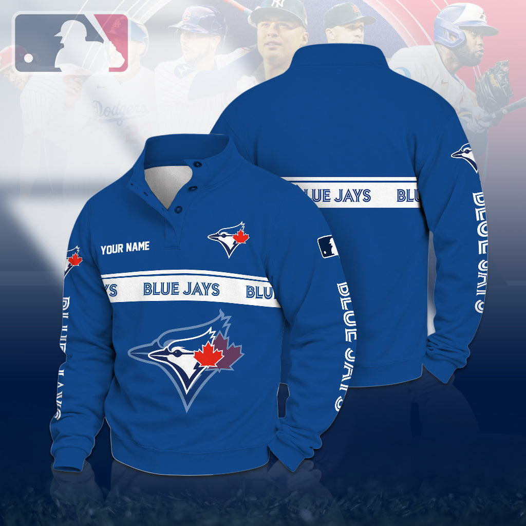 [HOMERUN DEAL] NEW CUSTOMIZED MLB12 TBJ TORONTO BLUE JAYS QUARTER-BUTTON SWEATSHIRT