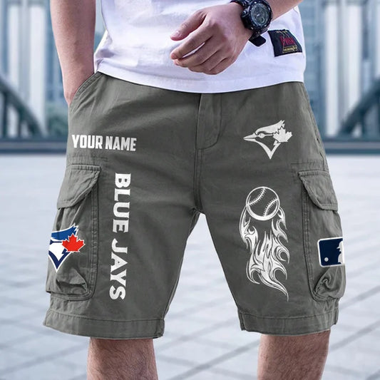 [HOMERUN DEAL] NEW CUSTOMIZED MLB12 TBJ TORONTO BLUE JAYS MEN'S CARGO SHORTS