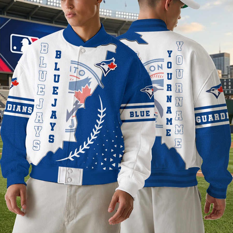 [HOMERUN DEAL] NEW CUSTOMIZED MLB12 TBJ TORONTO BLUE JAYS SATIN VARSITY & BASEBALL JACKET
