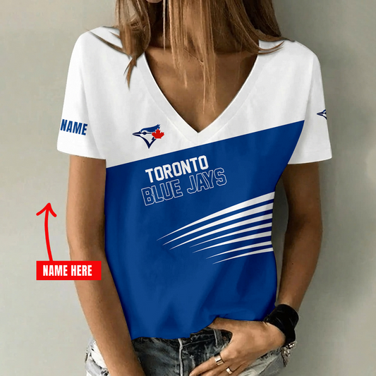 [HOMERUN DEAL] NEW CUSTOMIZED MLB12 TBJ TORONTO BLUE JAYS V-NECK FEMALE SHIRT