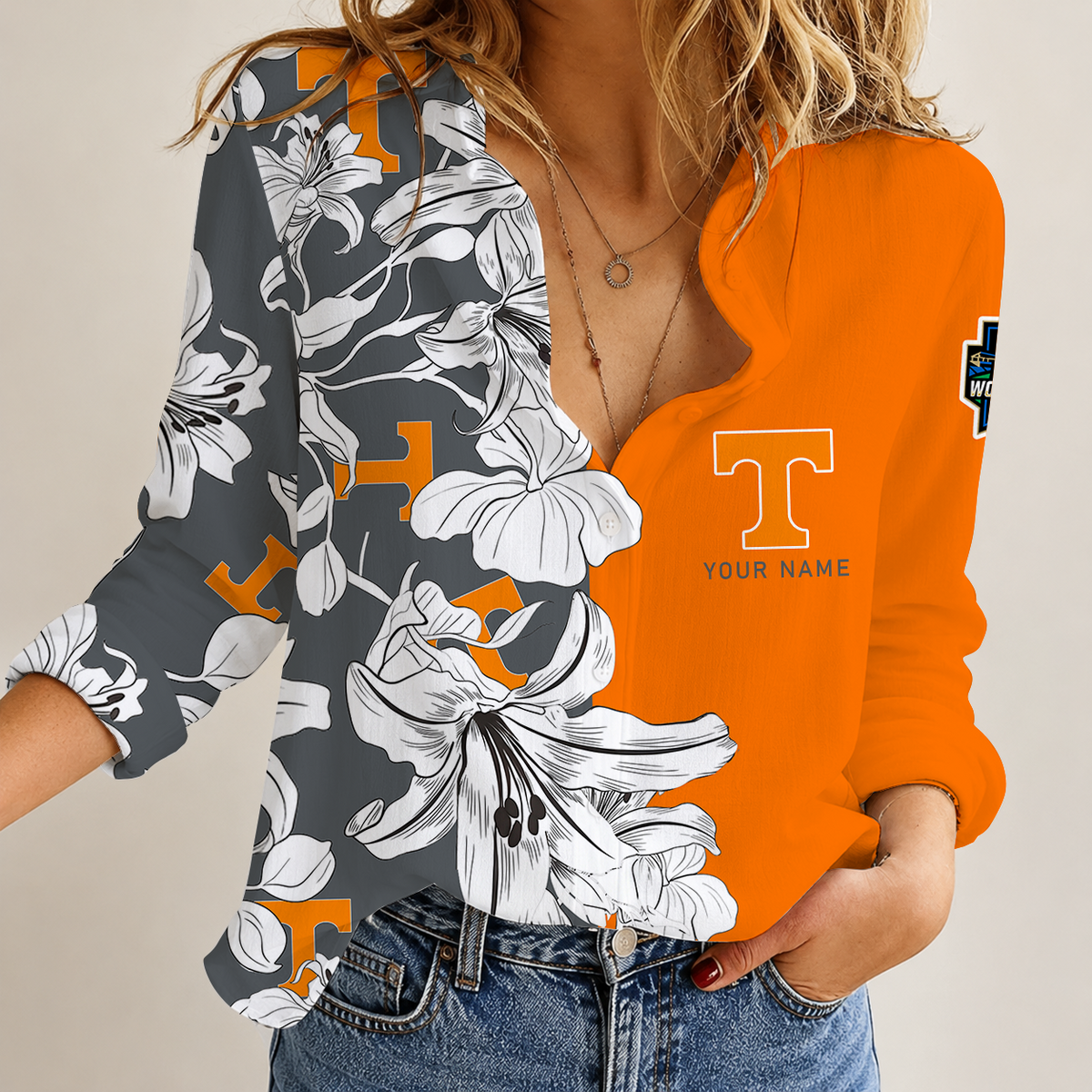 [HOMERUN DEAL] NEW CUSTOMIZED NCAA CWS12 TNV TENNESSEE VOLUNTEERS WOMEN CASUAL SHIRT