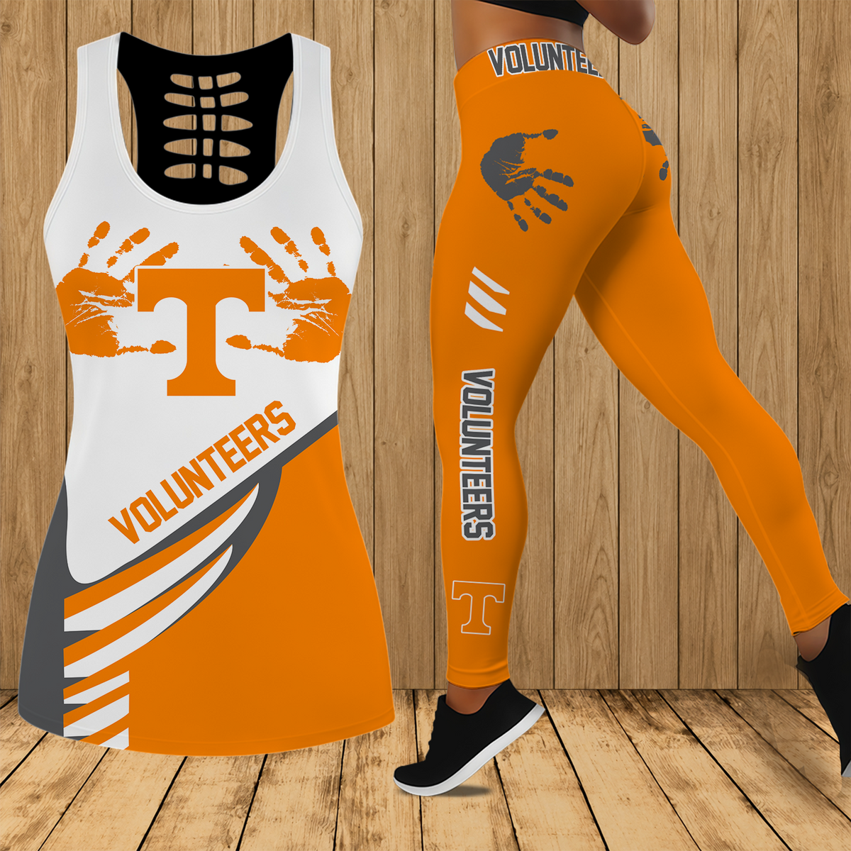 [HOMERUN DEAL] NEW CUSTOMIZED NCAA CWS12 TNV TENNESSEE VOLUNTEERS HOLLOW TANK TOP & LEGGINGS SET