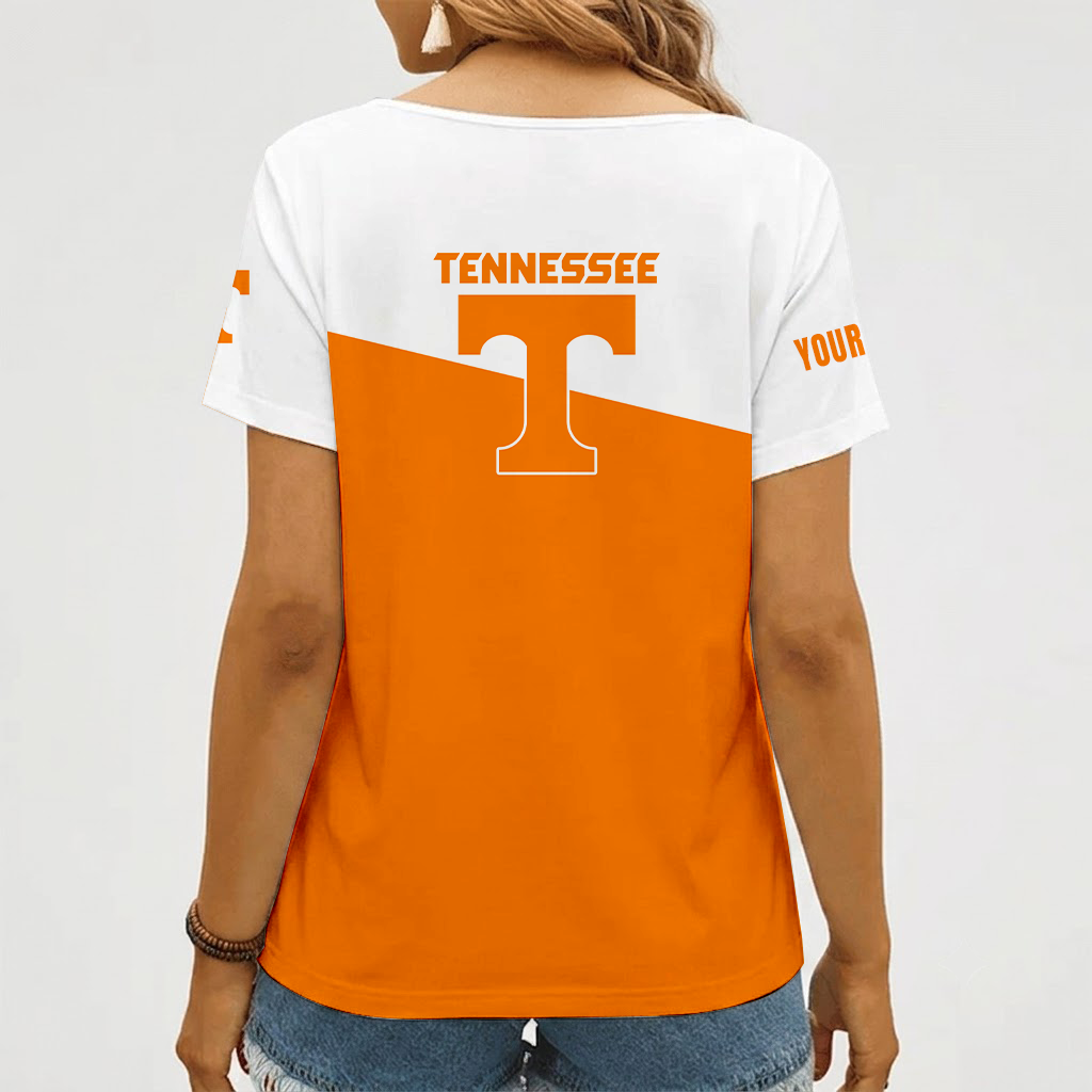 [FAN FAVORITE] NEW CUSTOMIZED NCAA CWS12 TNV TENNESSEE VOLUNTEERS V-NECK FEMALE SHIRT