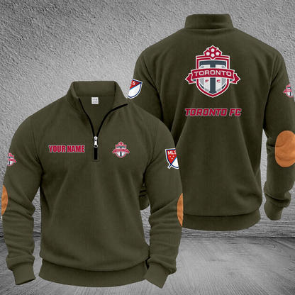 [GOAL DEAL] NEW CUSTOMIZED MLS12 TRT TORONTO FC MULTICOLOR STRIPED QUATER ZIP SWEATSHIRT