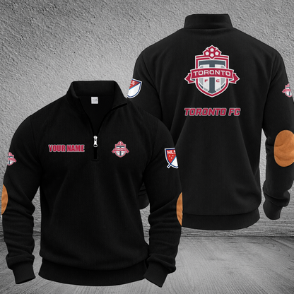 [GOAL DEAL] NEW CUSTOMIZED MLS12 TRT TORONTO FC MULTICOLOR STRIPED QUATER ZIP SWEATSHIRT