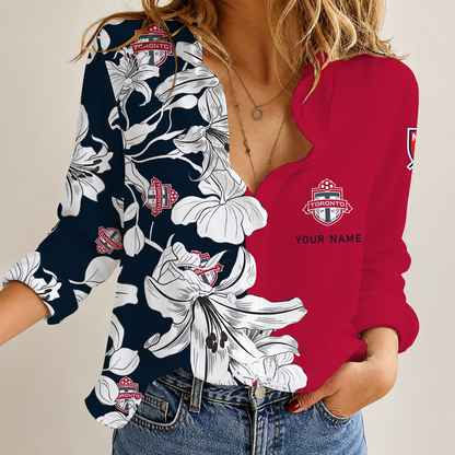 [GOAL DEAL] NEW CUSTOMIZED MLS12 TRT TORONTO FC WOMEN CASUAL SHIRT