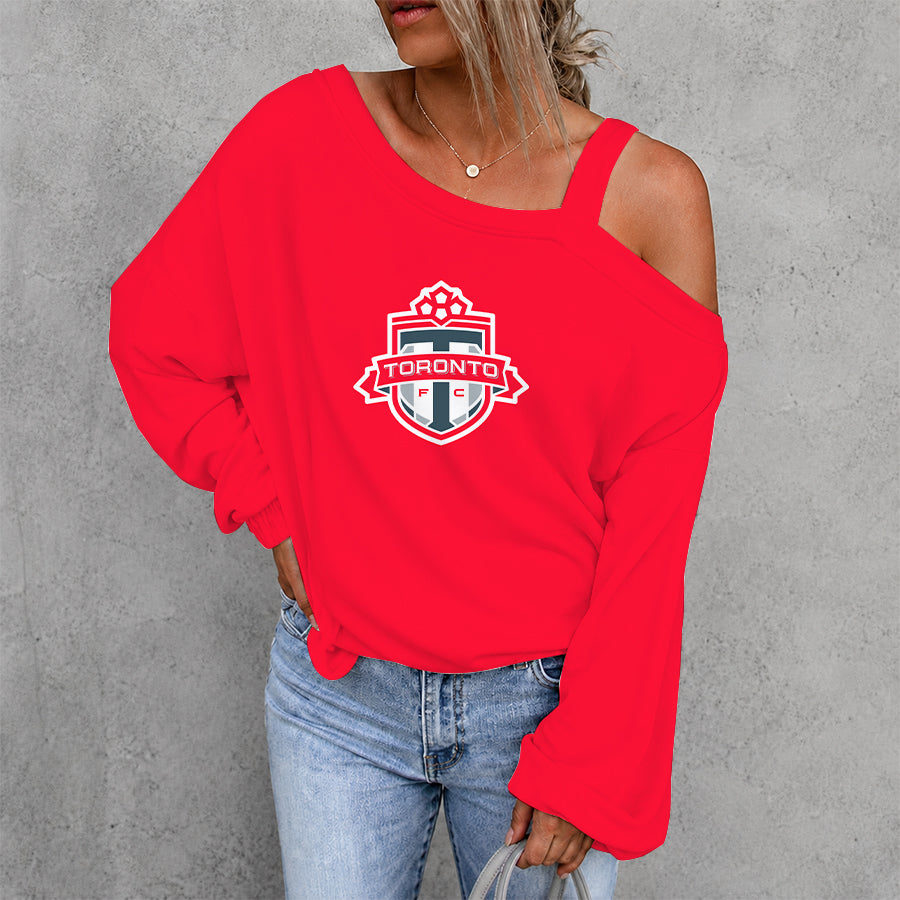 [GOAL DEAL] NEW CUSTOMIZED MLS12 TRT TORONTO FC WOMEN'S OFF-SHOULDER LONG SLEEVE SHIRT