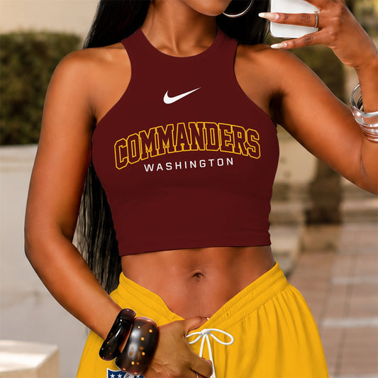 [TOUCHDOWN DEAL] NEW CUSTOMIZED NFL12 WTC WASHINGTON COMMANDERS WOMEN'S CROP TOP & LONGPANTS SET