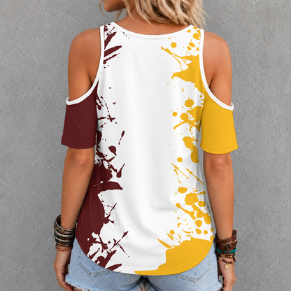 [TOUCHDOWN DEAL] NEW CUSTOMIZED NFL12 WTC WASHINGTON COMMANDERS CRISS CROSS V-NECK TOP