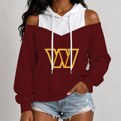 [TOUCHDOWN DEAL] NEW CUSTOMIZED NFL12 WTC THE COMMANDERS WOMEN'S OFF-SHOULDER HOODIE