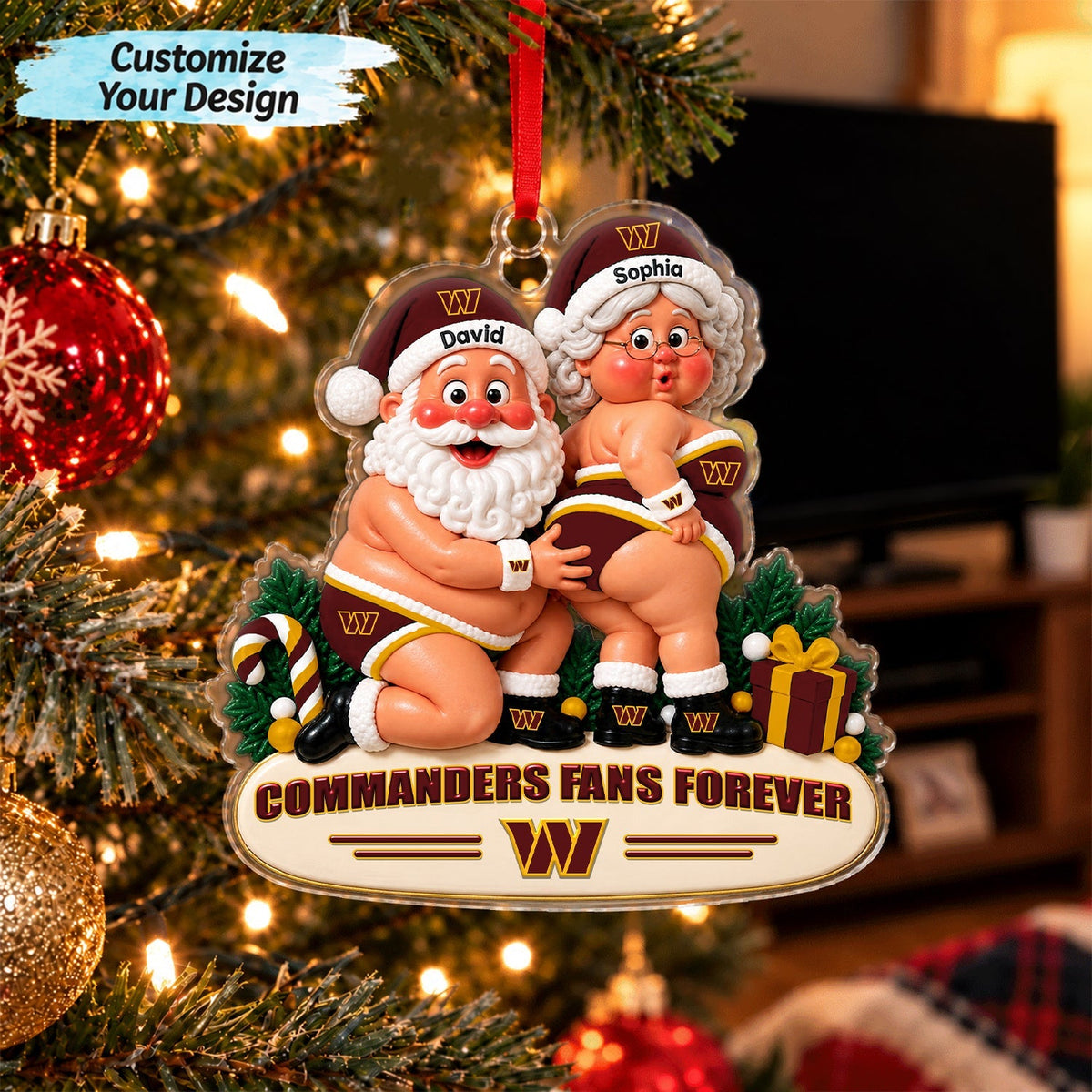 [TOUCHDOWN DEAL] NEW CUSTOMIZED NFL12 WTC WASHINGTON COMMANDERS CHRISTMAS ACRYLIC ORNAMENT