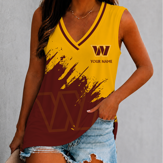[TOUCHDOWN DEAL] NEW CUSTOMIZED NFL12 WTC WASHINGTON COMMANDERS WOMEN'S V-NECK TANK TOP