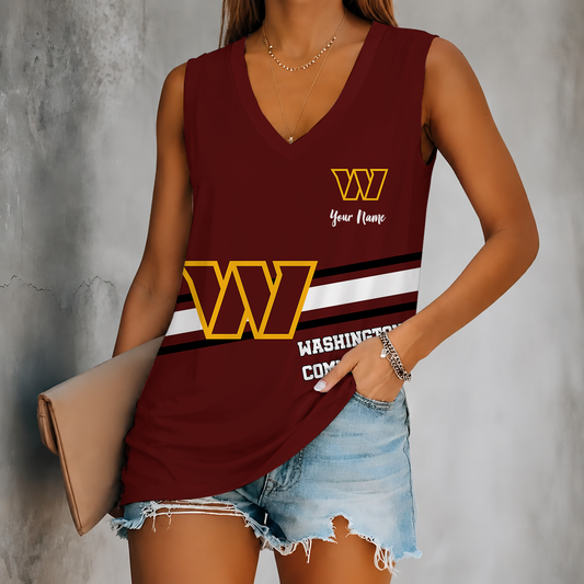 [TOUCHDOWN DEAL] NEW CUSTOMIZED NFL12 WTC WASHINGTON COMMANDERS WOMEN'S V-NECK TANK TOP