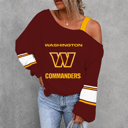 [TOUCHDOWN DEAL] NEW CUSTOMIZED NFL12 WTC WASHINGTON COMMANDERS WOMEN'S OFF-SHOULDER LONG SLEEVE SHIRT