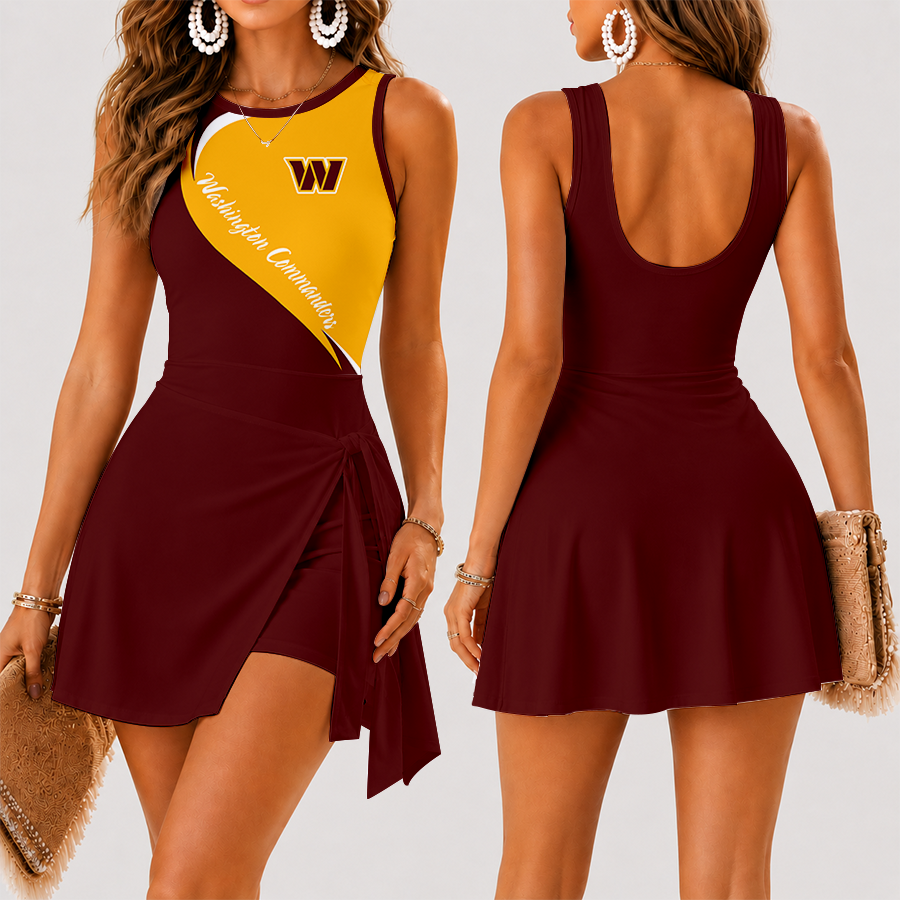 [TOUCHDOWN DEAL] NEW CUSTOMIZED NFL12 WTC WASHINGTON COMMANDERS WOMEN'S SUMMER SKORT DRESS