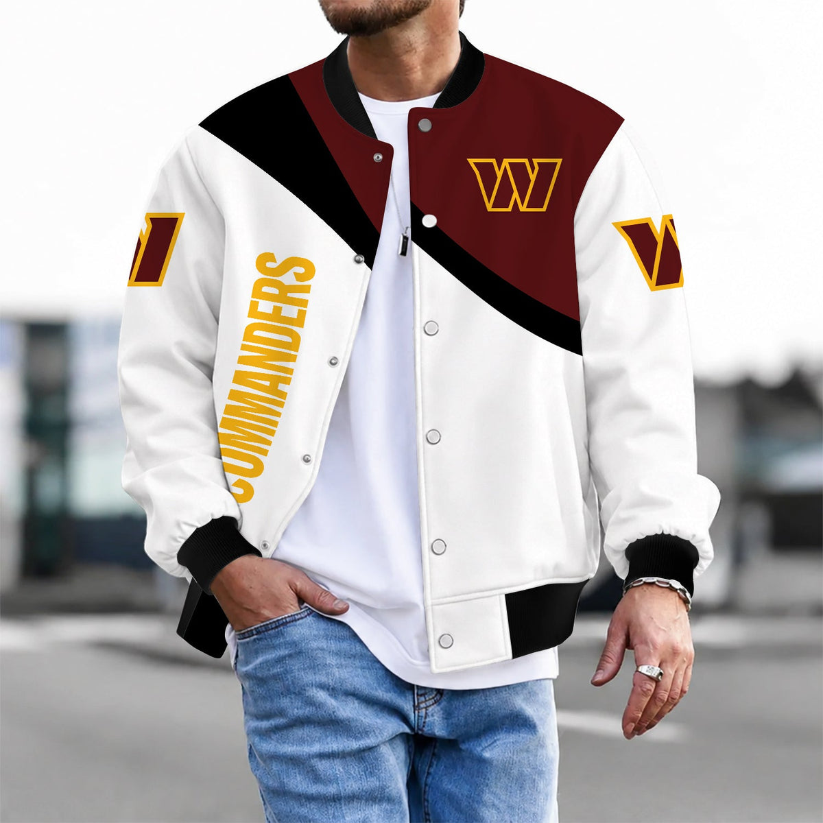 [TOUCHDOWN DEAL] NEW CUSTOMIZED NFL12 WTC WASHINGTON COMMANDERS SATIN VARSITY & BASEBALL JACKET