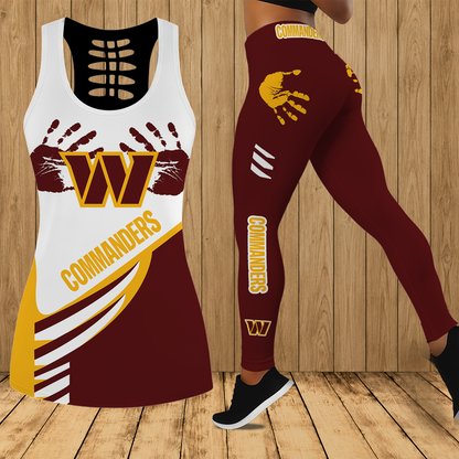 [TOUCHDOWN DEAL] NEW CUSTOMIZED NFL12 WTC WASHINGTON COMMANDERS HOLLOW TANK TOP & LEGGINGS SET