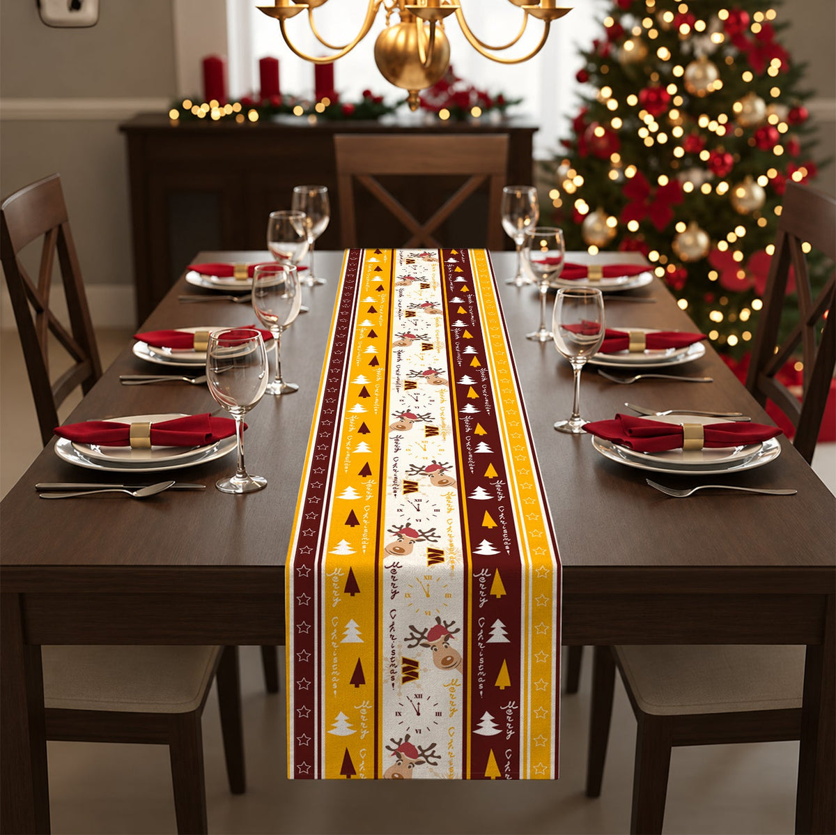 [TOUCHDOWN DEAL] NEW CUSTOMIZED NFL12 WTC WASHINGTON COMMANDERS TABLE RUNNER