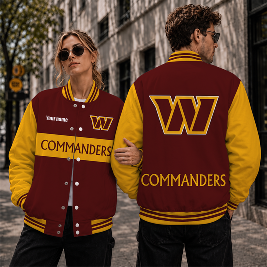 [TOUCHDOWN DEAL] NEW CUSTOMIZED NFL12 WTC WASHINGTON COMMANDERS SATIN VARSITY & BASEBALL JACKET