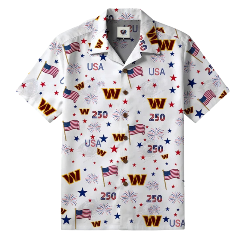 [TOUCHDOWN DEAL] NEW CUSTOMIZED NFL12 WTC WASHINGTON COMMANDERS PATRIOTIC 250 USA HAWAIIAN SHIRT