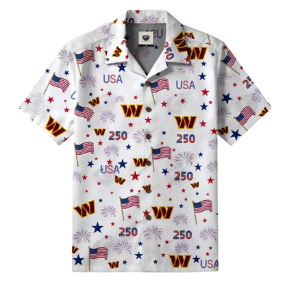 [TOUCHDOWN DEAL] NEW CUSTOMIZED NFL12 WTC WASHINGTON COMMANDERS PATRIOTIC 250 USA HAWAIIAN SHIRT