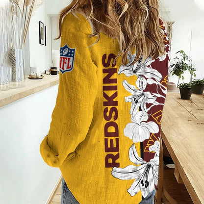 [TOUCHDOWN DEAL] NEW CUSTOMIZED NFL12 WTC WASHINGTON COMMANDERS WOMEN CASUAL SHIRT FOR FAN