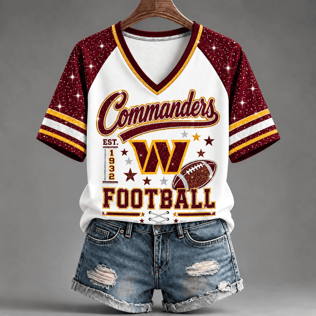 [TOUCHDOWN DEAL] NEW CUSTOMIZED NFL12 WTC THE COMMANDERS BUC-EE'S V-NECK FEMALE SHIRT