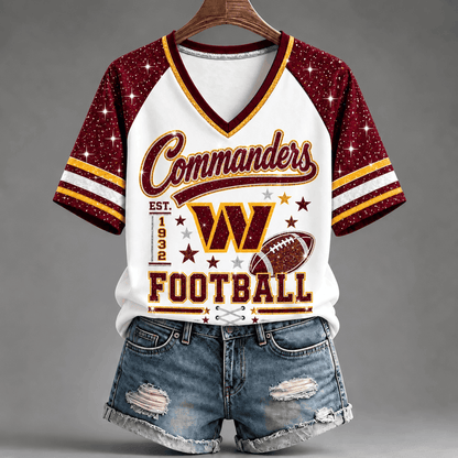 [TOUCHDOWN DEAL] NEW CUSTOMIZED NFL12 WTC THE COMMANDERS BUC-EE'S V-NECK FEMALE SHIRT