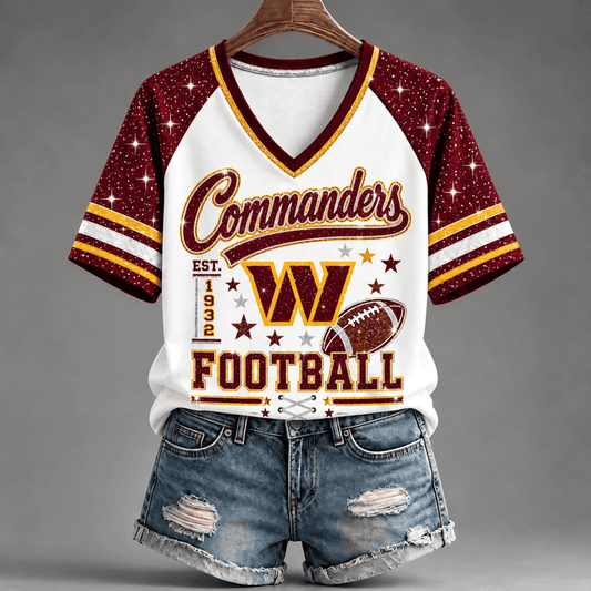 [TOUCHDOWN DEAL] NEW CUSTOMIZED NFL12 WTC THE COMMANDERS BUC-EE'S V-NECK FEMALE SHIRT