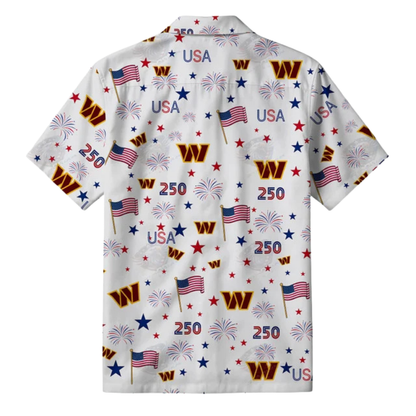[TOUCHDOWN DEAL] NEW CUSTOMIZED NFL12 WTC WASHINGTON COMMANDERS PATRIOTIC 250 USA HAWAIIAN SHIRT