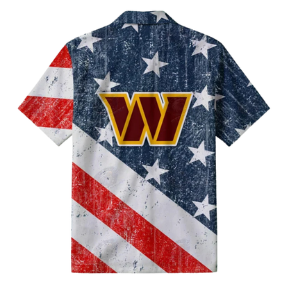 [TOUCHDOWN DEAL] NEW CUSTOMIZED NFL12 WTC WASHINGTON COMMANDERS PATRIOTIC 250 USA HAWAIIAN SHIRT