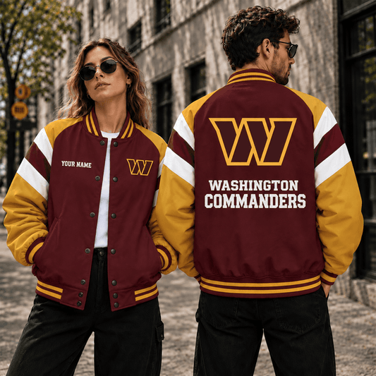 [TOUCHDOWN DEAL] NEW CUSTOMIZED NFL12 WTC WASHINGTON COMMANDERS SATIN VARSITY & BASEBALL JACKET