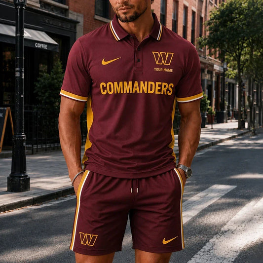 [TOUCHDOWN DEAL] NEW CUSTOMIZED NFL12 WTC WASHINGTON COMMANDERS POLO SHIRT & SHORT PANTS