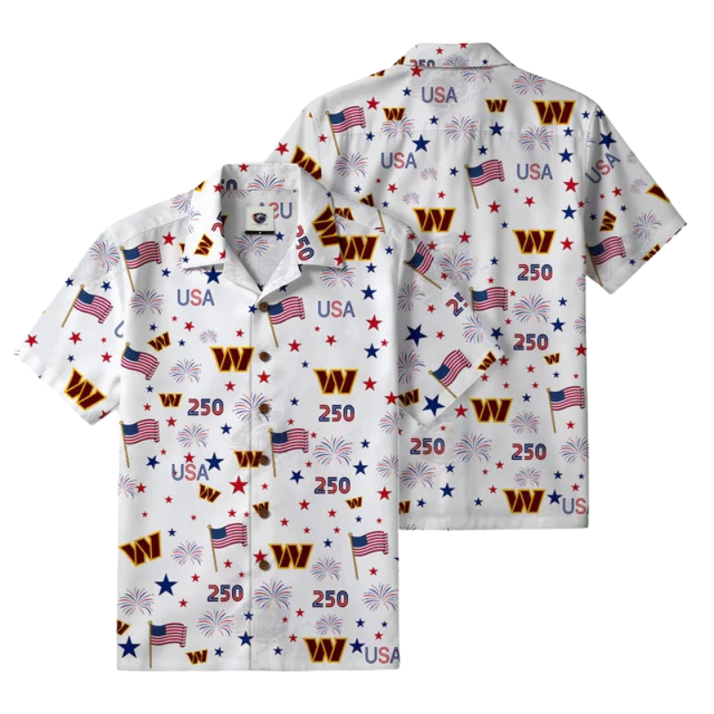 [TOUCHDOWN DEAL] NEW CUSTOMIZED NFL12 WTC WASHINGTON COMMANDERS PATRIOTIC 250 USA HAWAIIAN SHIRT
