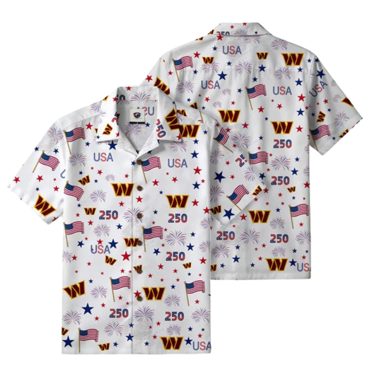 [TOUCHDOWN DEAL] NEW CUSTOMIZED NFL12 WTC WASHINGTON COMMANDERS PATRIOTIC 250 USA HAWAIIAN SHIRT