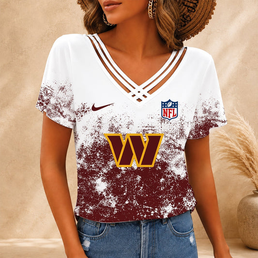 [TOUCHDOWN DEAL] NEW CUSTOMIZED NFL12 WTC WASHINGTON COMMANDERS V-NECK SHIRT