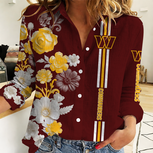 [TOUCHDOWN DEAL] NEW CUSTOMIZED NFL12 WTC WASHINGTON COMMANDERS WOMEN CASUAL SHIRT