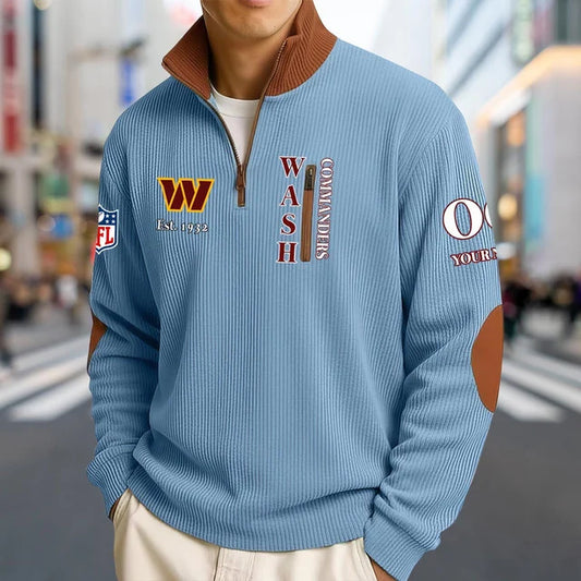 [TOUCHDOWN DEAL] NEW CUSTOMIZED NFL12 WTC WASHINGTON COMMANDERS MULTICOLOR STRIPED QUATER ZIP SWEATSHIRT