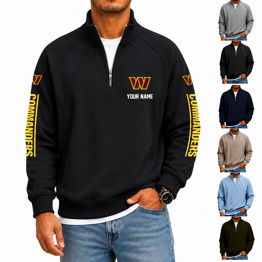 [TOUCHDOWN DEAL] NEW CUSTOMIZED NFL12 WTC WASHINGTON COMMANDERS MEN'S QUARTER ZIP PULLOVER