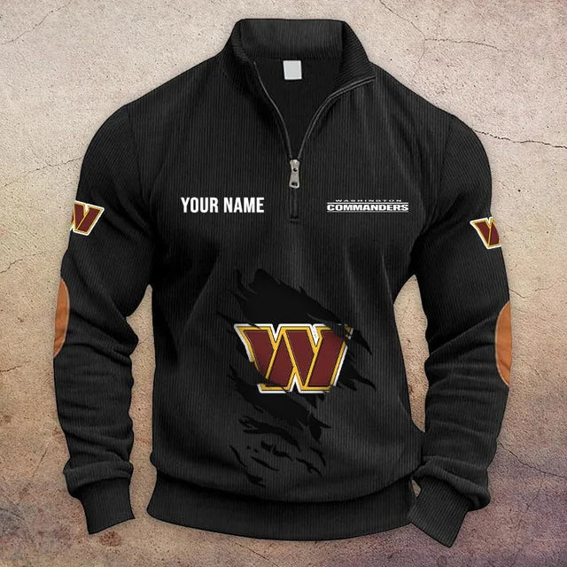 [TOUCHDOWN DEAL] NEW CUSTOMIZED NFL12 WTC WASHINGTON COMMANDERS MULTICOLOR STRIPED QUATER ZIP SWEATSHIRT